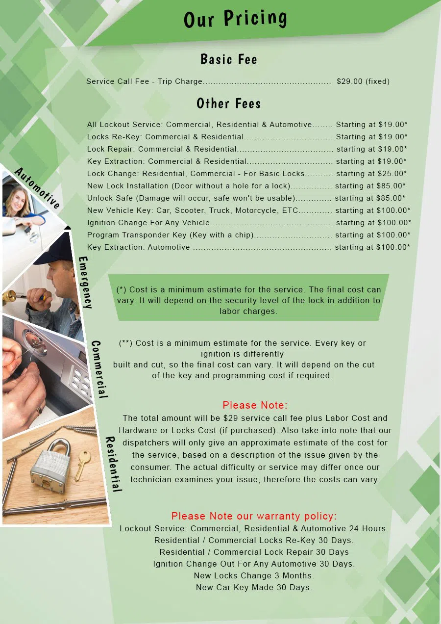 Lock Safe Services Whittier, CA 310-975-3534 - Pricelist-2